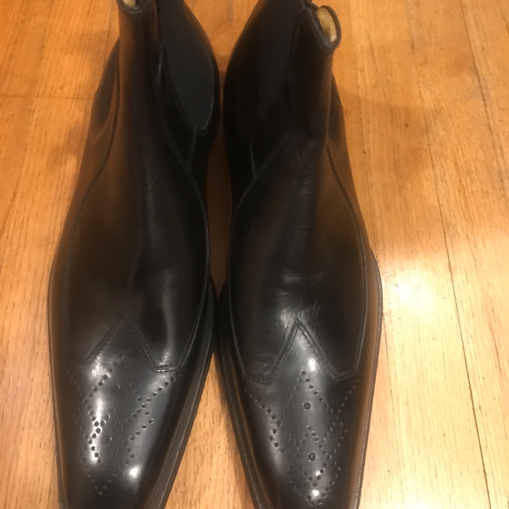 Black All Leather Chelsea Ankle Boot. Handmade In Italy. Size 12/11/10/9/8/7